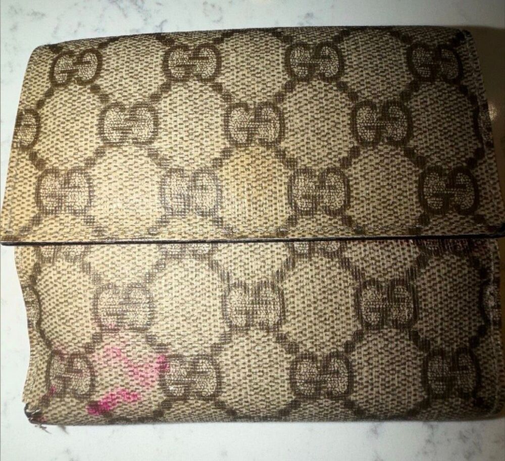 Gucci GG Monogram Coated Canvas Folding Wallet Brown PROJECT DIY UPCYCLE READ - Picture 2 of 13